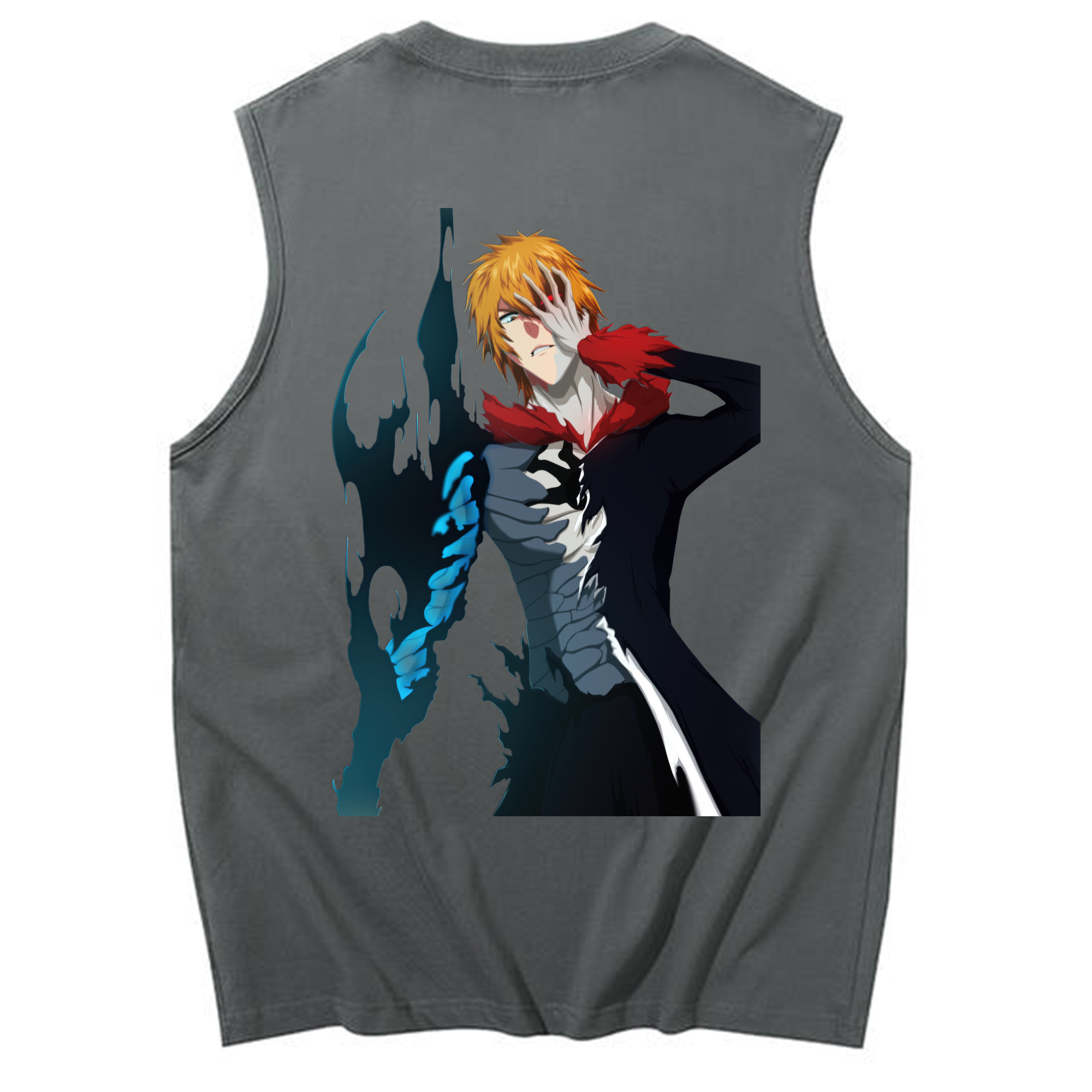 （画像用） ブリーチ 黒崎一護（くろさき いちご）BLEACH Kurosaki Ichigo コットン100％タンクトップ（背面プリント）